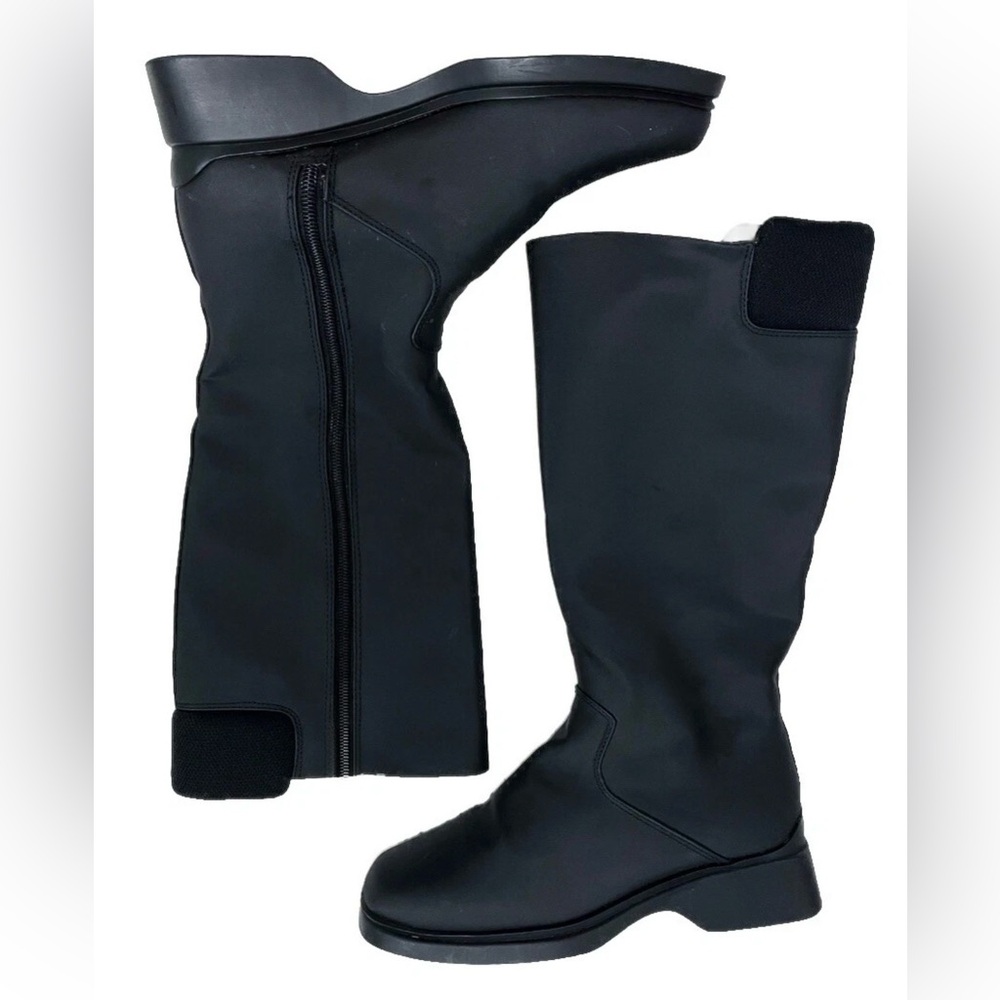 Etienne Aigner Black Mid-Calf Boots Size 7M Side Zip Riding Boots